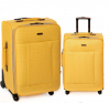 Кожаный комплект из 2-х чемоданов, на 4-х колесах Vista соломное плетение, цвет Желтый, Рамер L+S