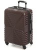 Пластиковый  чемодан с узором X. Цвет Коричневый, Размер  M. Съемные колеса