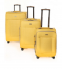 Кожаный комплект из 3-х чемоданов, на 4-х колесах Vista соломное плетение, цвет Желтый, Рамер L+M+S
