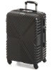 Пластиковый  чемодан с узором X. Цвет Черный, Размер  M. Съемные колеса