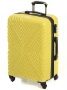 Пластиковый  чемодан с узором X. Цвет Желтый, Размер  M. Съемные колеса