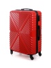Пластиковый  чемодан с узором X. Цвет Красный, Размер  M. Съемные колеса