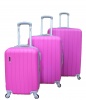 Комплект из 3-х пластиковых чемоданов  "King of King" 3в1. Цвет розовый. Размер L+ M+S (ручная кладь