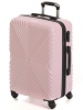 Пластиковый  чемодан с узором X. Цвет Розовый, Размер  M. Съемные колеса