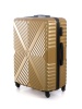 Пластиковый  чемодан с узором X. Цвет Золотистый, Размер  M. Съемные колеса