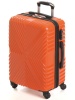 Пластиковый  чемодан с узором X. Цвет Оранжевый, Размер  M. Съемные колеса