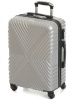 Пластиковый  чемодан с узором X. Цвет Серебристый, Размер  M. Съемные колеса